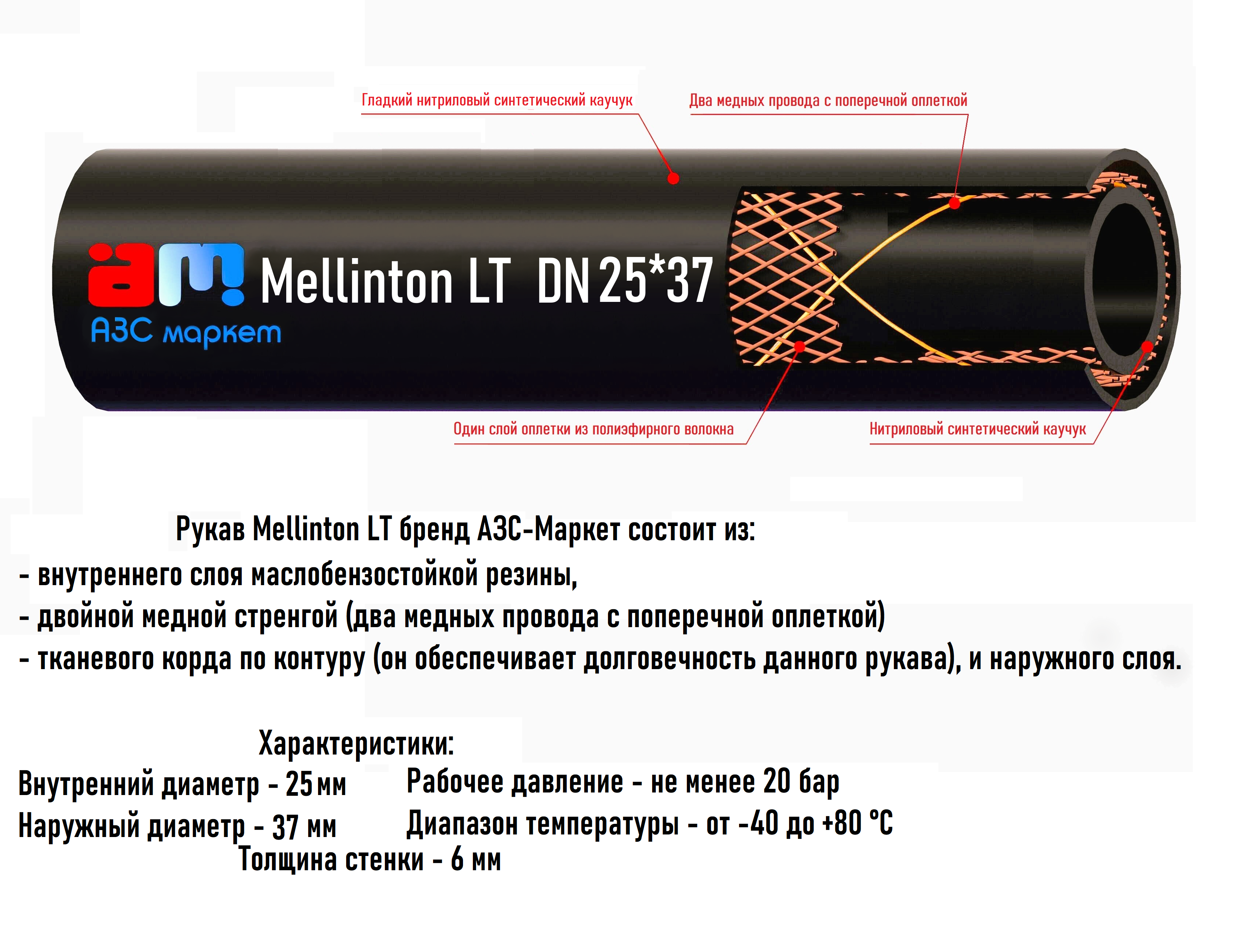 Рукав для ТРК "АЗС-Маркет Millinton LT"